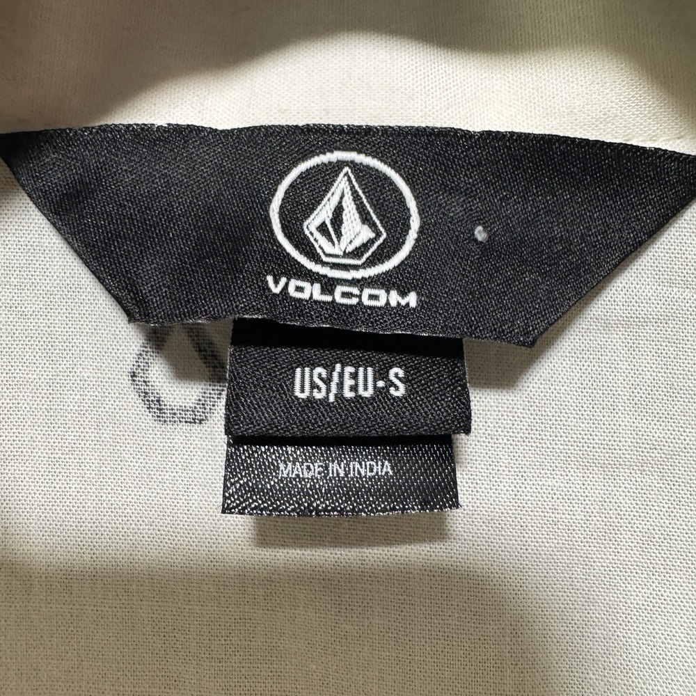 Volcom Shirt Mens Small Button Up Off-White Woven‎ Stone - Picture 2 of 11